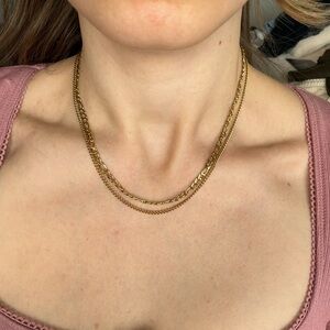 *bundle of 2* stainless steel tarnish free gold necklaces chain link